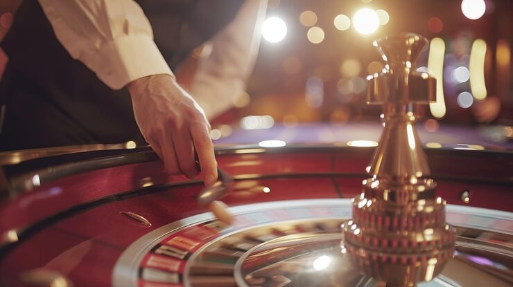 European Roulette live dealer spinning wheel at kurirslot studio